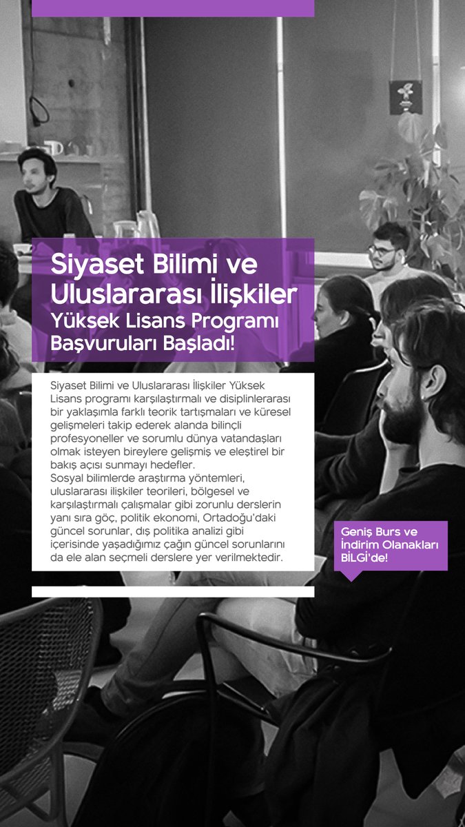 Bilgi_IR's tweet image. Siyaset Bilimi ve Uluslararası İlişkiler Yüksek Lisans programımıza başvurular başladı!

Applications are now open for the Master&apos;s Program in Political Science and International Relations!
