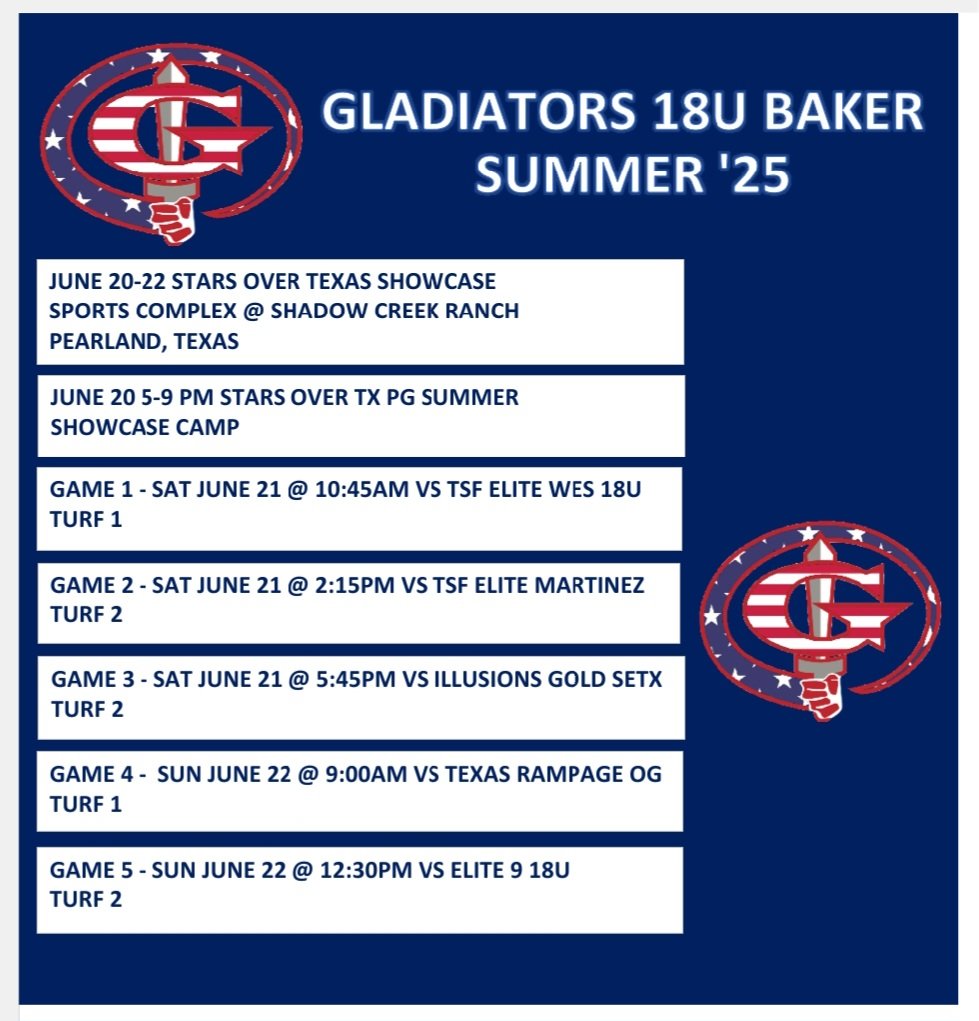 Peyton Dupuis (@peytondupu74907) on Twitter photo Our schedule for the weekend.
2027 uncommitted 1st Base
Lefty Powerhitter #34 <a href="/Trisha_Ford/">Trisha Ford</a> <a href="/jeffharger/">Jeff Harger</a> <a href="/RussHeffley/">Russ Heffley</a> <a href="/CoachELeyba/">Eric Leyba</a> <a href="/CoachAlyHab/">Alyson Habetz</a> <a href="/Kara_Dill/">Kara Dill</a> <a href="/RaginCajunsSB/">Louisiana Ragin' Cajunsยฎ Softball</a> <a href="/LATechSB/">LA Tech Softball</a> <a href="/bc_cardinalsb/">Bridge City Softball</a> <a href="/GladiatorsSB/">Gladiators Softball</a> <a href="/LSCPA_Softball/">Lamar State Softball</a> <a href="/CoachBritt11/">Brittany Baker</a> <a href="/CoachMarley_/">Marley Cisneros</a> <a href="/hunter_bunch10/">Hunter Bunch</a> Our schedule for the weekend.
2027 uncommitted 1st Base
Lefty Powerhitter #34 <a href="/Trisha_Ford/">Trisha Ford</a> <a href="/jeffharger/">Jeff Harger</a> <a href="/RussHeffley/">Russ Heffley</a> <a href="/CoachELeyba/">Eric Leyba</a> <a href="/CoachAlyHab/">Alyson Habetz</a> <a href="/Kara_Dill/">Kara Dill</a> <a href="/RaginCajunsSB/">Louisiana Ragin' Cajunsยฎ Softball</a> <a href="/LATechSB/">LA Tech Softball</a> <a href="/bc_cardinalsb/">Bridge City Softball</a> <a href="/GladiatorsSB/">Gladiators Softball</a> <a href="/LSCPA_Softball/">Lamar State Softball</a> <a href="/CoachBritt11/">Brittany Baker</a> <a href="/CoachMarley_/">Marley Cisneros</a> <a href="/hunter_bunch10/">Hunter Bunch</a>
