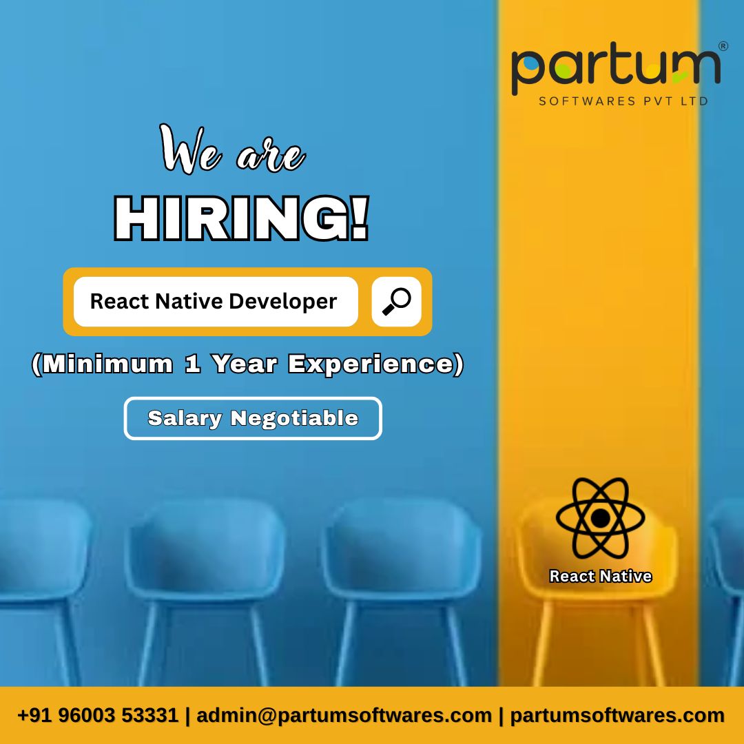 PartumSoftwares's tweet image. 🚨 We Are Hiring! React Native Developer 🚨
📱 Position: React Native Developer
🕒 Experience: Minimum 1 Year
💼 Salary: Negotiable
📩 Contact: +91-9600353331
📧 Email: admin@partumsoftwares.com
🌐 partumsoftwares.com
#HiringNow #ReactNativeDeveloper #ReactNativeJobs