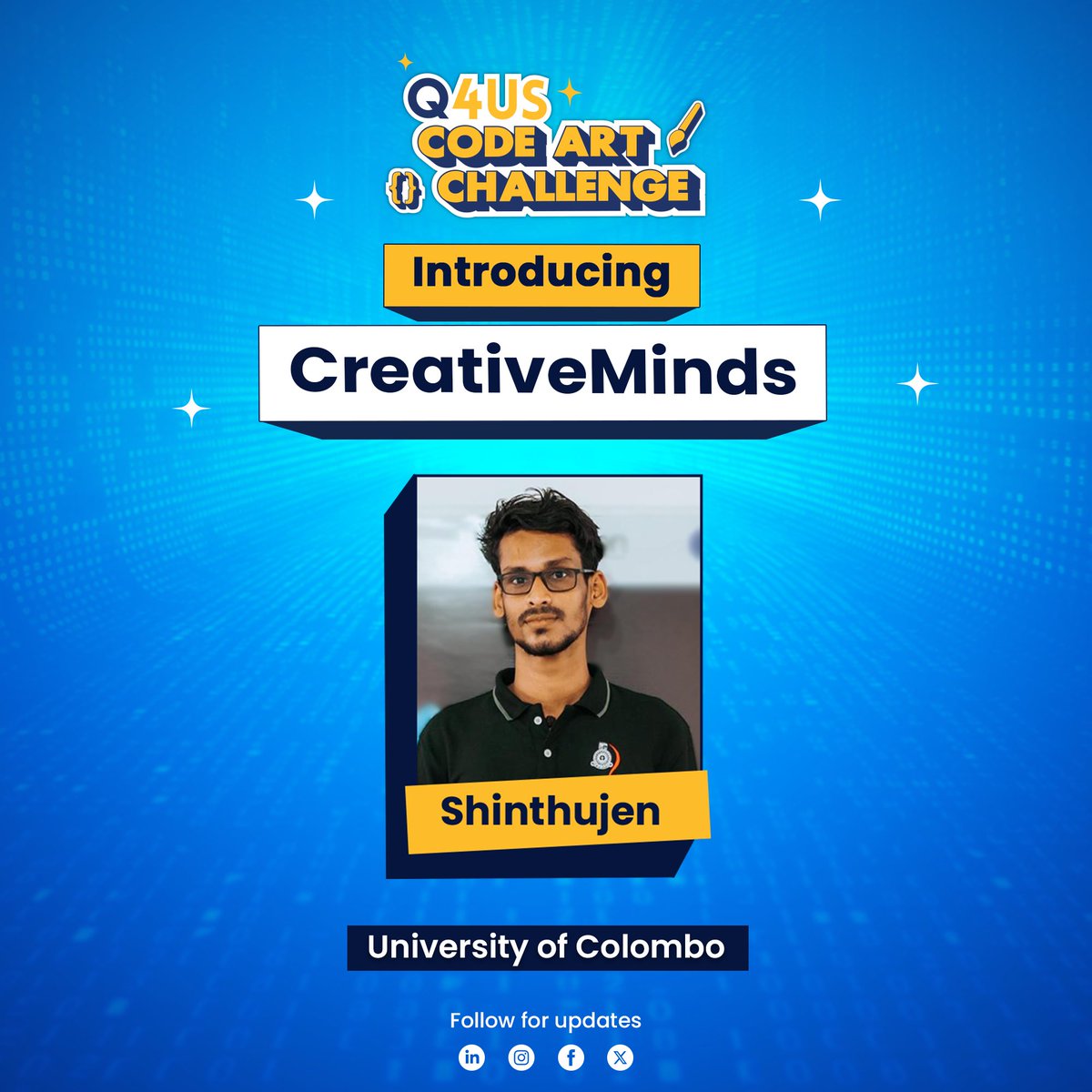Q4USdev's tweet photo. “Participation in tech competitions is something I really enjoy.  Timing of this competition could not have been better, as this would be the last opportunity I have to compete as an undergraduate to test my skills and creativity.”

-CreativeMinds, University of Colombo https://t.co/FAl8tG4LXR