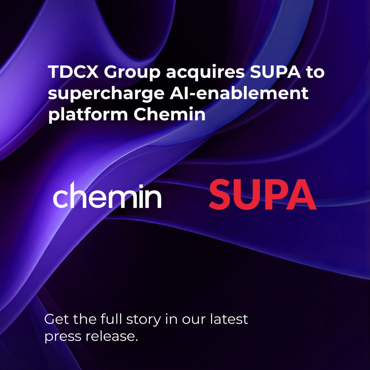 tdcxgroup's tweet photo. We’ve made yet another bold move.
Last month, TDCX Group launched Chemin to supercharge AI innovation — and now, we’ve acquired SUPA to take it even further.
Check out the press release for more details: https://t.co/MM8Fi0Qq7w
#CX #Outsourcing #AI #EnableTheFuture https://t.co/yxMbJKPsaD