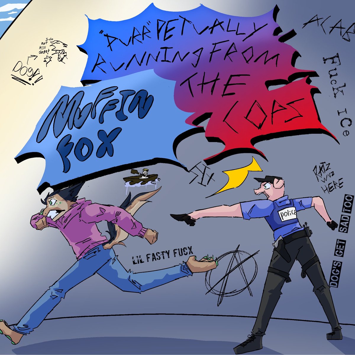 August 1st, my third LP "purrpetually running from the cops" will be dropping everywhere. Mark thy calendars!

#furrymusic #puppunk