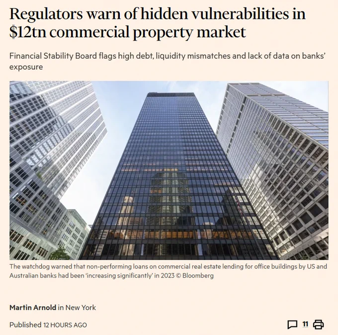 🚨 BREAKING : "Le autorità avvertono: vulnerabilità nascoste nel mercato immobiliare commerciale da 12 trilioni di dollari"