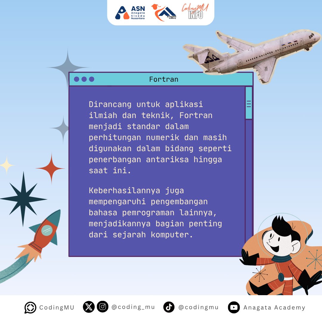 coding_mu's tweet image. Duluan siapa? Java, Python, atau… 🤔

Eits, bukan! ternyata ada yang jauh lebih dulu 👀

#AnagataAcademy #ASN #CodingMU #funfact #trivia #fortran #johnbackus #coding #fakta #programming #belajar #teknologi #digital