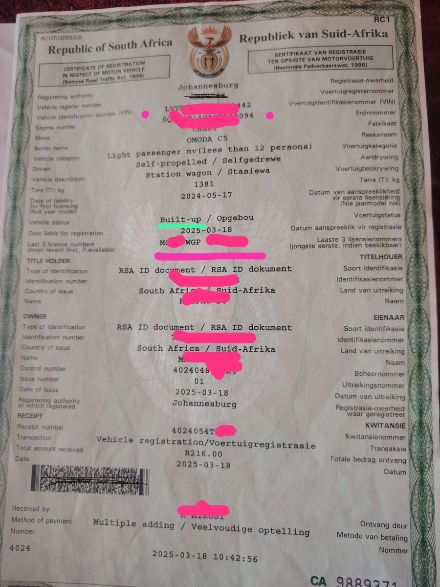 view4you_sa's tweet photo. 😢 This story is heartbreaking 💔 

Some call it a Log Book, Some RC1 and others call it Natis !!

This client bought this car from a dealer in Gauteng(Johannesburg), they got the car shipped to their province, when the client tried to register the car in their province to put it in their name and get a new disc, to her surprise 😮 the traffic department at her province declared the car unroadworthy, she also did not know it was a code 3(built up). Mind you she paid over 300k including shipping costs all cash. Now the dealer is saying but they got a certificate which says it’s roadworthy and they got it through dekra. This is sick, one says it’s roadworthy other says it’s not, could there be bribery here? What could now be the recourse? The dealer is giving her the run around 😔.

Please South Africa if you buying a second hand car NEVER EVER sign the contract until you have a look at this paper. This little exercise will save you a lot.

If they do not have this original paper, the car probably still belongs to the bank. It’s on this paper where you will see if the car status is a code 2 or 3 ( Built Up ). Personal advice and from many complaints and experience, stay away very far away from these code 3 ( built up ) vehicles please. 

Where we have underlined with the neon green, that’s where you check the status.

We were contacted to Inspect the car and we can confirm that car is a scrap a terrible 🚮 🍋, we will post the video once we have settled the legal/law side of things. We just needed to urgently share this awareness !!

Before you make a booking with us, please make sure you check this document out first, if you not sure of it, please send us a dm with a picture of it and we will explain it to you for free. 

🔗 Kindly book here: https://t.co/A51Z9VRFWI
📞 Contact us: 087 822 1140
📍 Nationwide | Mon–Fri 08:00–17:00

☑️ We Inspect. You Decide.