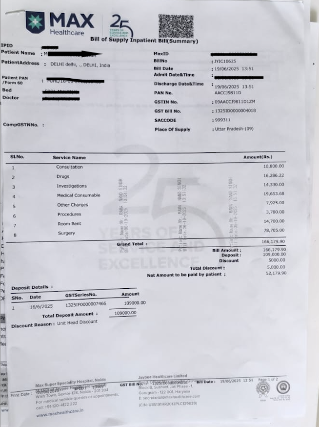 Mindful Investor (@amitabhvatsya) on Twitter photo I have been to <a href="/MaxHealthcare/">Max Healthcare</a> , Noida Sec 128
and paid Rs 1,61,279 for a surgery and got these brutal experiences
1. An X ray which a locksmith would surly love with metal key not removed from chaste (attached the report)
2. They tried to do MRI of my unconscious 78 year old I have been to <a href="/MaxHealthcare/">Max Healthcare</a> , Noida Sec 128
and paid Rs 1,61,279 for a surgery and got these brutal experiences
1. An X ray which a locksmith would surly love with metal key not removed from chaste (attached the report)
2. They tried to do MRI of my unconscious 78 year old