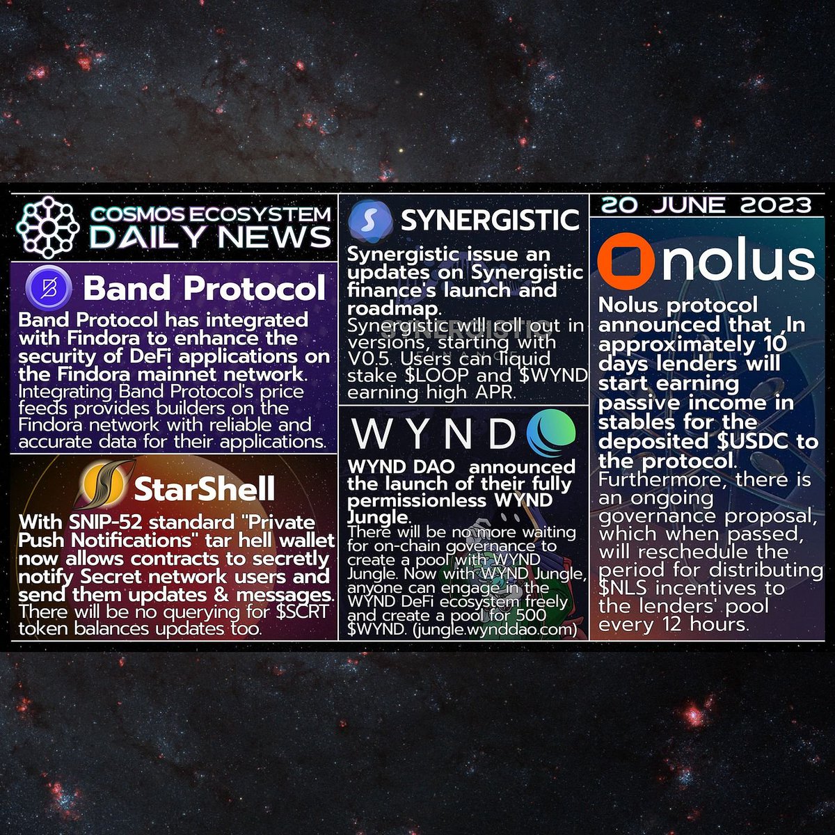 avs_1207's tweet photo. https://t.co/cRfVSn5VEH
@CosmosEcosystem
#News #NFT #BirthDay #BandProtocol #StarShell #Synergistic #WYND #nolus https://t.co/NwRCDW5UX6