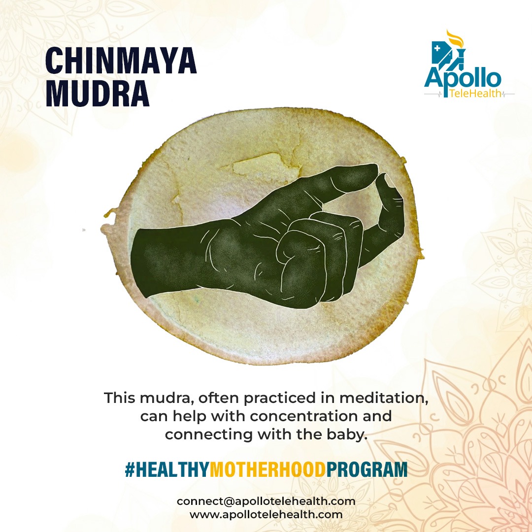 Day -5 CHINMAYA MUDRA
A simple yet powerful mudra that nurtures inner focus and enhances the bond between mother and baby.

#HealthyMotherhoodProgram #ChinmayaMudra #MudraMagic #ApolloTelehealth #PregnancyWellness #MotherBabyBond #YogaDay2025 #Telehealth #InternationalYogaDay