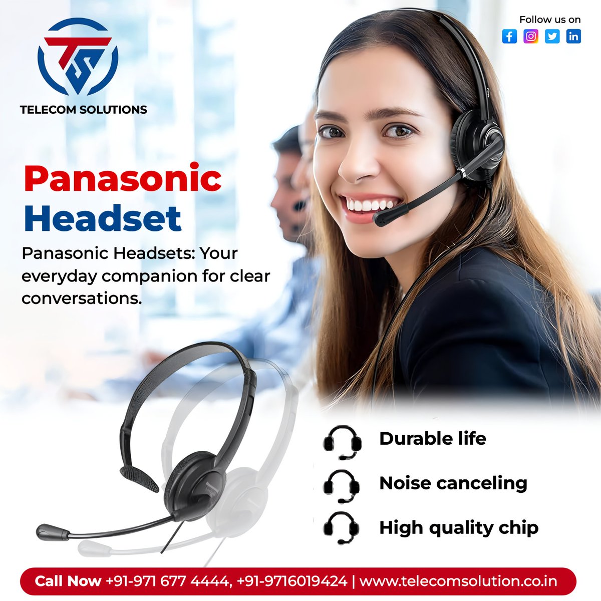 TelecomSol343's tweet photo. Panasonic Headsets – Clear Conversations, Every Time!
Stay connected with noise-canceling clarity, durable design, and high-quality performance. Ideal for call centers, offices &amp; professionals.

📞 Call Now: +91-971 677 4444, +91-9716019424
🌐 https://t.co/XfuvM55nJZ https://t.co/HkjCSV94JG