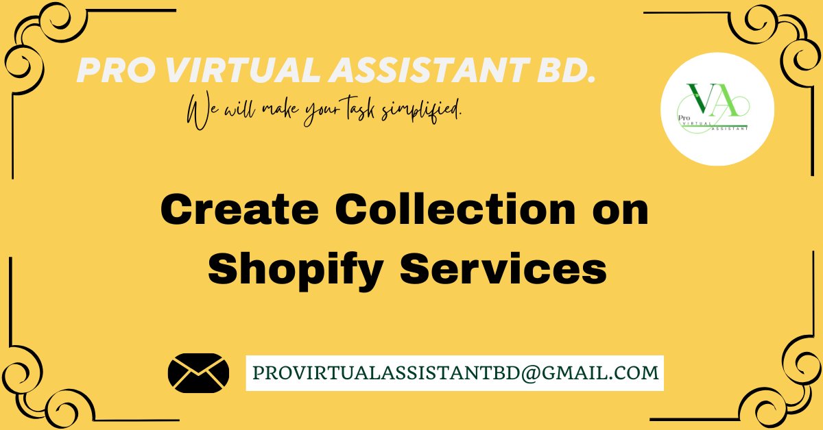 Pro Virtual Assistant BD (@pro_virtual_ast) on Twitter photo Create Collection on Shopify Services to organize and boost sales.
Email: provirtualassistantbd@gmail.com
#ShopifyDataEntry
#shopify
#Excel
#shopifycsv
#woocommerce
#woocommercecsv
#accounting Create Collection on Shopify Services to organize and boost sales.
Email: provirtualassistantbd@gmail.com
#ShopifyDataEntry
#shopify
#Excel
#shopifycsv
#woocommerce
#woocommercecsv
#accounting