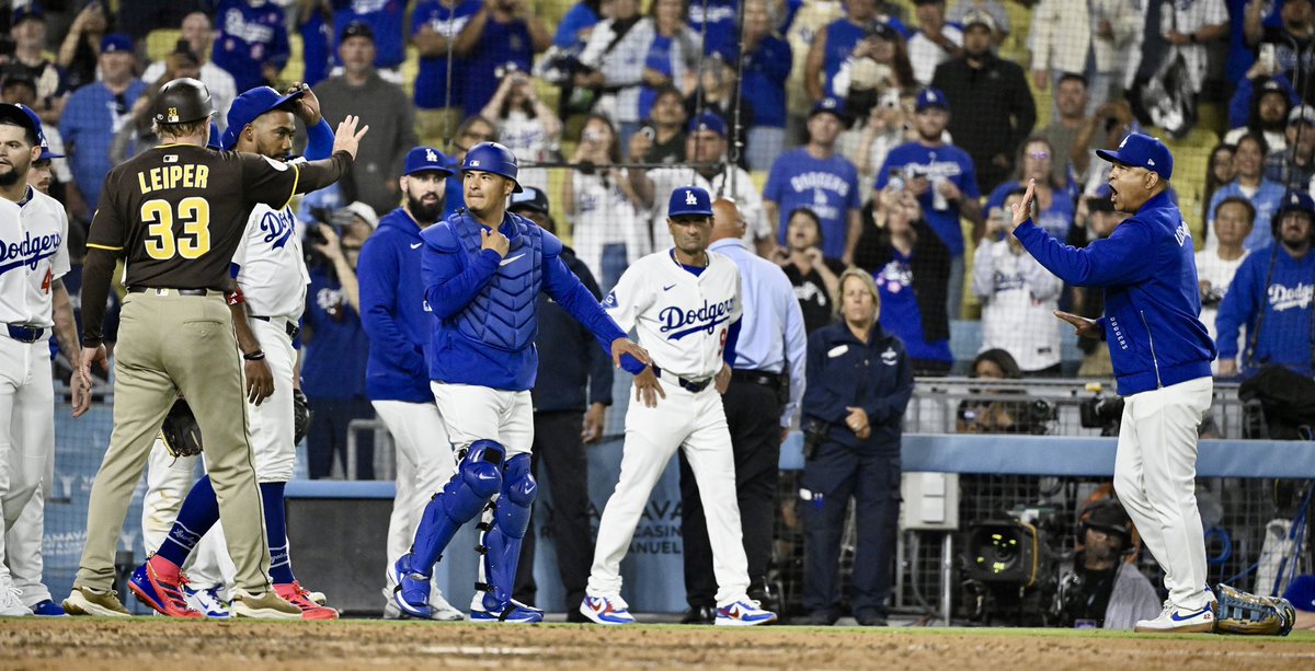 Dodgers vs. Padres: Pelotazos a Fernando Tatis y Shohei Ohtani vacían las bancas