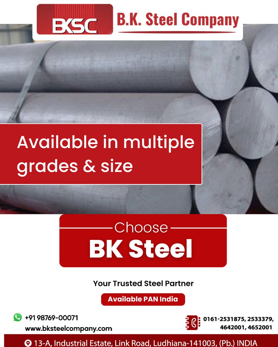 bksteel_company's tweet image. Precision. Performance. Reliability.
Cold Work Tool Steels engineered for excellence.

📞 0161-2531875, 2533379, 4642001, 4652001
📧 bksteelcompany.com
📍 13-A, Industrial Estate, Link Road, Ludhiana-141003, Punjab, India

#ColdWorkToolSteel #BKSteelCompany