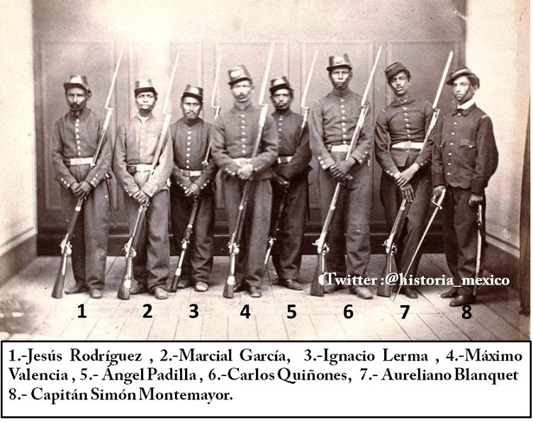 Pelotón del #PrimerBatallóndeNuevoLeón que fusiló a #MaximilianodeHabsburgo comandado por Simón Montemayor, originario de Santiago, Nuevo León (19 de junio de 1867).
//Adrián Cruz//