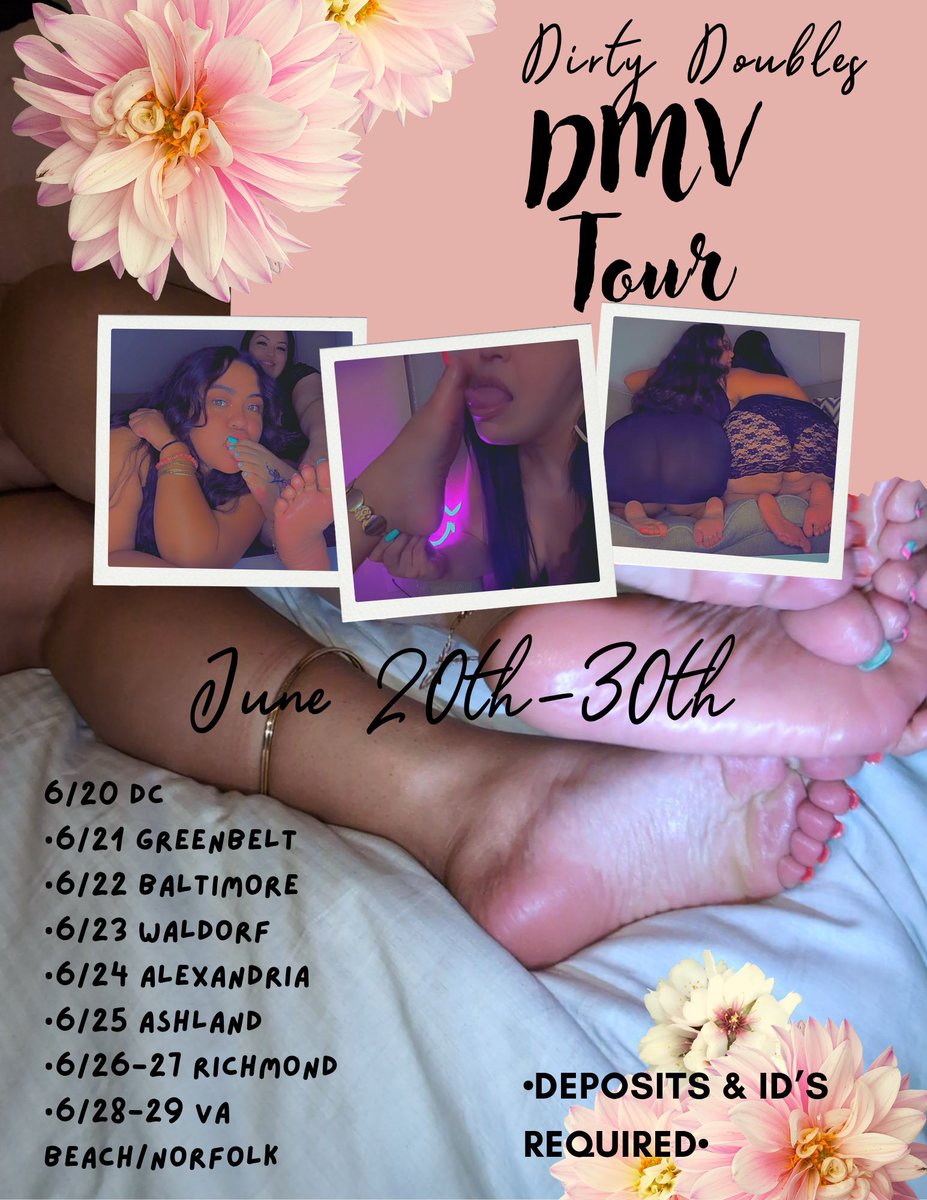 FeetMeets's tweet photo. ‼️ATTENTION ALL FEET MEN‼️

Take the opportunity to indulge in your fetish with the great model by the name of @Allythegoddess4 if you’re in the DMV area you’re in luck because she’s doing a TOUR 
                    DMV Tour 6/20-6/30
DATES/CITIES:
6/20 DC 
6/21 GREENBELT
6/22 BALTIMORE
6/23 WALDORF
6/24 ALEXANDRIA
6/25 ASHLAND
6/26-27 RICHMOND
6/28-29 VA
BEACH/ NORFOLK

Contact:
https://t.co/2rJhkxzt4F

@feetmeets #feetmeets