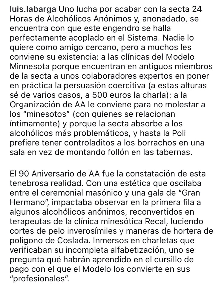 luislabarga's tweet image. 90 Aniversario de Alcohólicos Anónimos: Choque fatal con una tenebrosa realidad. #alcohol #alcoholicdrink #secta #ABUSO #MIEDO #الهلال_ريال_مدريد #DustBia #Honor400  #Lanz #Skirk #Vecinos20J #Humberto #NEDUkr #ore14sera #maltrato #horror #psicopata #BarcelonaSC #fforce_