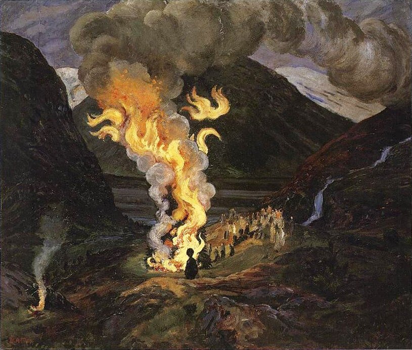 John Mirk of Lilleshall Abbey wrote in the 1300s of 3 fires made on St Johns Eve. One of Clean bones, to purify and deter spirits. The second a wakefire, made of wood, the social circle of warmth. the final was of bones and wood, a ritual blaze called St Johns fire.

#Folklore