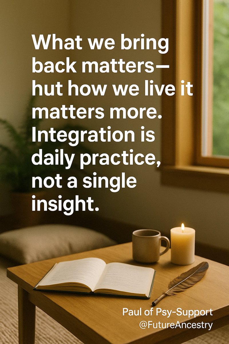 FutureAncestry's tweet photo. What we bring back matters—but how we live it matters more. Integration is daily practice, not a single insight.
#psychedelics #integration #mentalhealth https://t.co/ZlRloNM9Kz