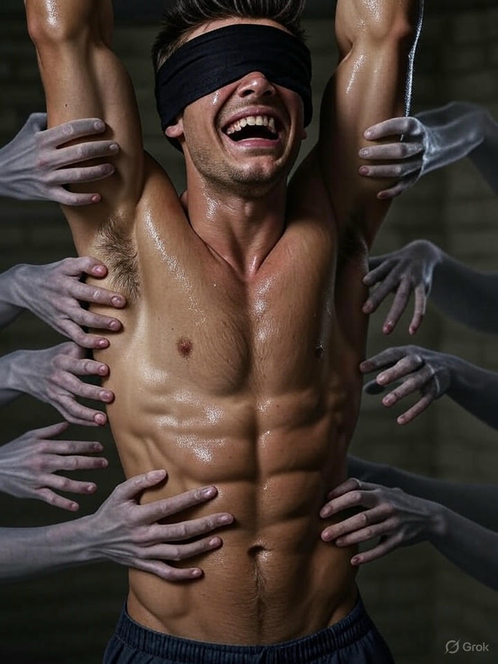 SweatCommander's tweet image. Hot young studs beware! They say Room 546E is haunted.

Many men wake to find themselves bound and blindfolded as disembodied fingers ruthlessly tickle them until daybreak.

#gayai #workoutkink #sexyboy #absboy #gayart #bdsm #kink #fetish #hotboy #tickled #tickling #gaytickling
