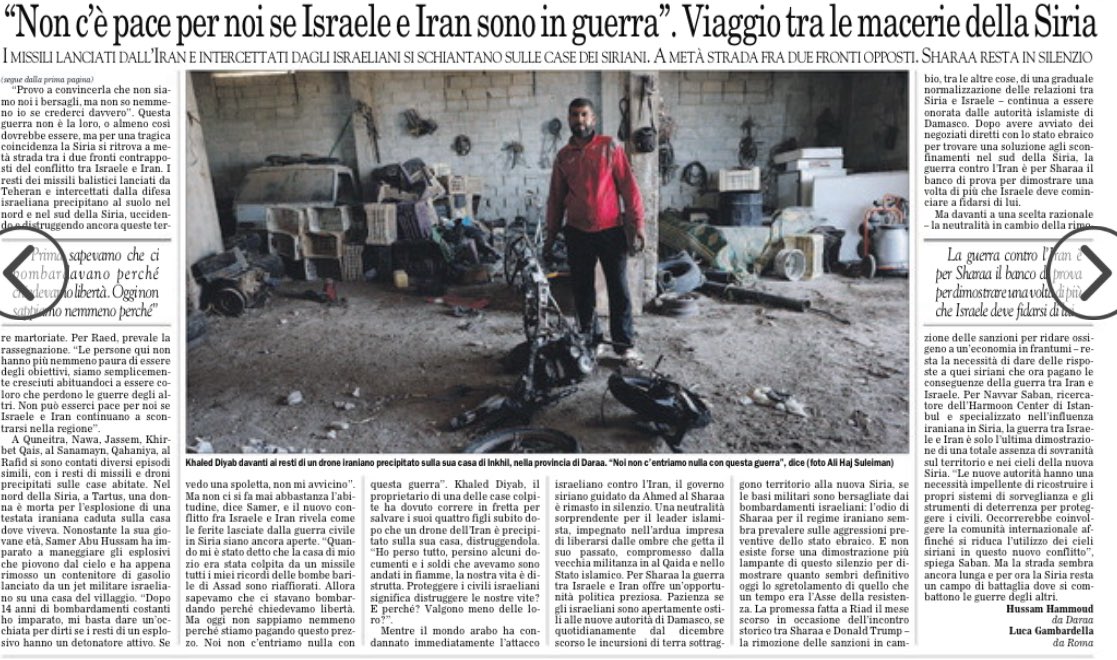 Prima le bombe di Assad, ora i missili di Iran e Israele. “Prima sapevamo che ci bombardavano perché chiedevamo libertà. Ora non sappiamo nemmeno il perché”. Il reportage dal sud della Siria di <a href="/HussamHamoud/">Hussam Hammoud | حسام</a> su <a href="/ilfoglio_it/">Il Foglio</a> con le foto di <a href="/AliHajSuleiman/">Ali Haj Suleiman</a> ➡️