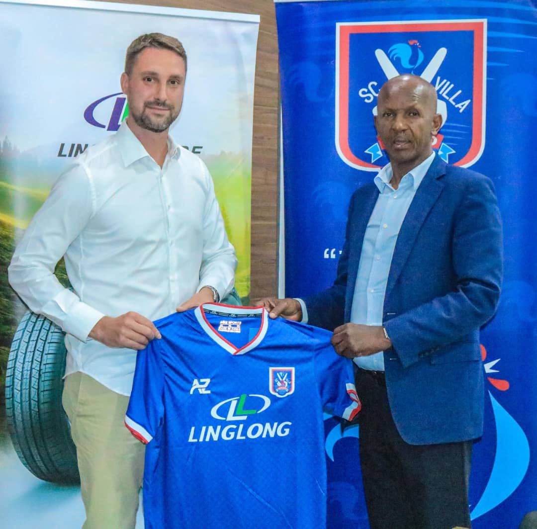 SC Villa new Head Coach, Milincic Nemanja(L) with Club President Hajji Omar Ahmed Mandela.