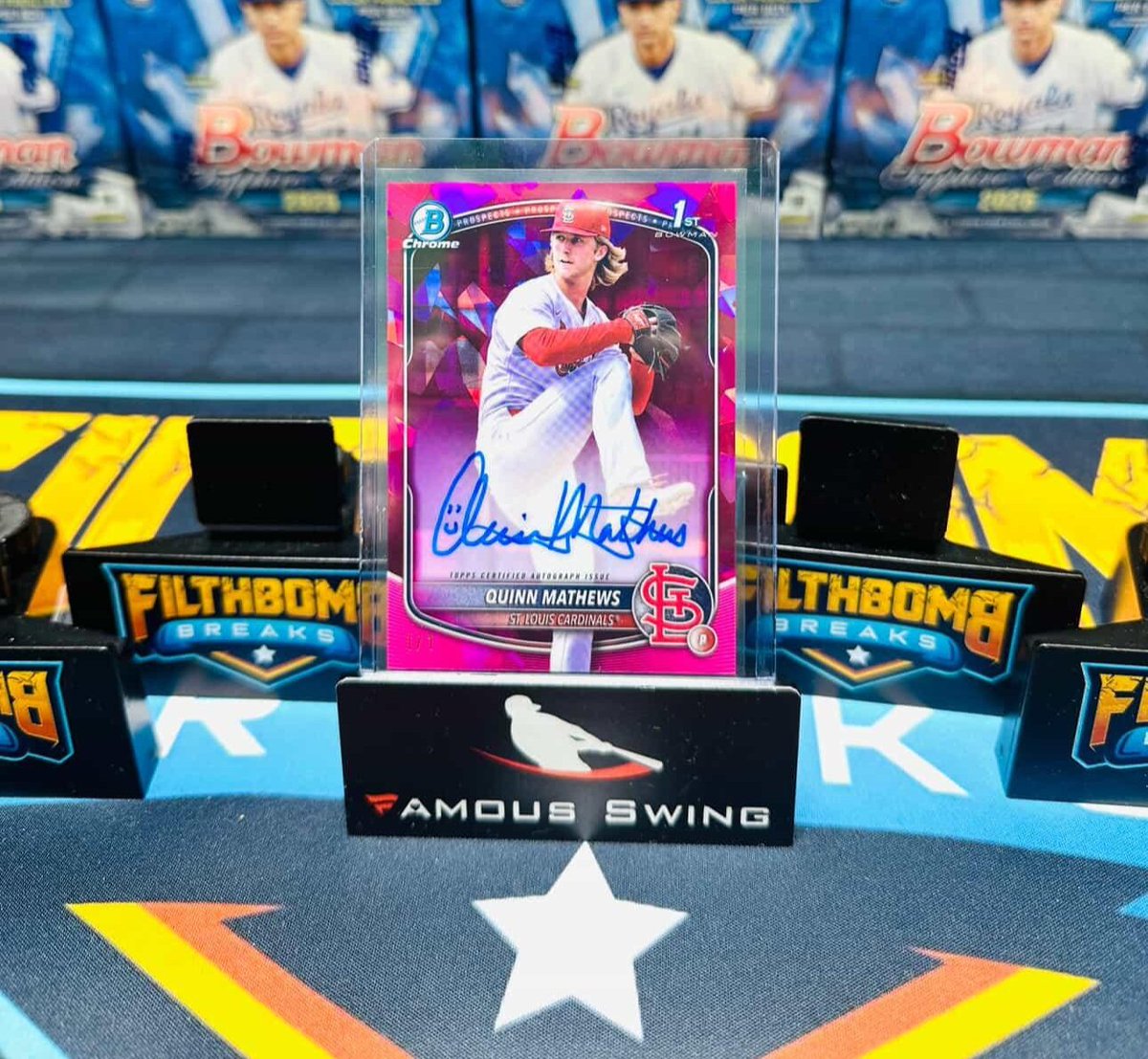 Bowman1of1 (@bowman1of1) on Twitter photo Padparadscha Autograph 1/1 of Quinn Mathews from 2025 Bowman Baseball Sapphire
(📸: Pulled <a href="/DannyLackner/">Famous Swing</a>/<a href="/filthbombbreaks/">Filthbomb Breaks</a>)
#padparadscha1of1 #bowmanbaseball #toppsbaseball <a href="/Topps/">Topps</a> Padparadscha Autograph 1/1 of Quinn Mathews from 2025 Bowman Baseball Sapphire
(📸: Pulled <a href="/DannyLackner/">Famous Swing</a>/<a href="/filthbombbreaks/">Filthbomb Breaks</a>)
#padparadscha1of1 #bowmanbaseball #toppsbaseball <a href="/Topps/">Topps</a>