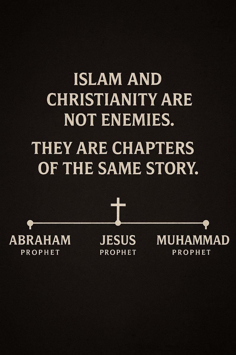 EnochsWarrior's tweet photo. Islam and Christianity are not enemies.
They are chapters of the same story.

Same God.
Same devil.
Same War between Light and deception.

Christ didn’t come to start a religion.
He came to reveal truth.
Muhammad didn’t come to erase Christ,
He came to continue the message.

One delivered the blueprint.
The other defended it from distortion.

It was never Jesus vs. Muhammad.
That division was created by the very force both stood against.

The real war is unity vs. empire.
The real enemy is the one who profits from keeping them divided.

Wake up.
The prophets were on the same team.

Maybe it’s time their followers remembered that.