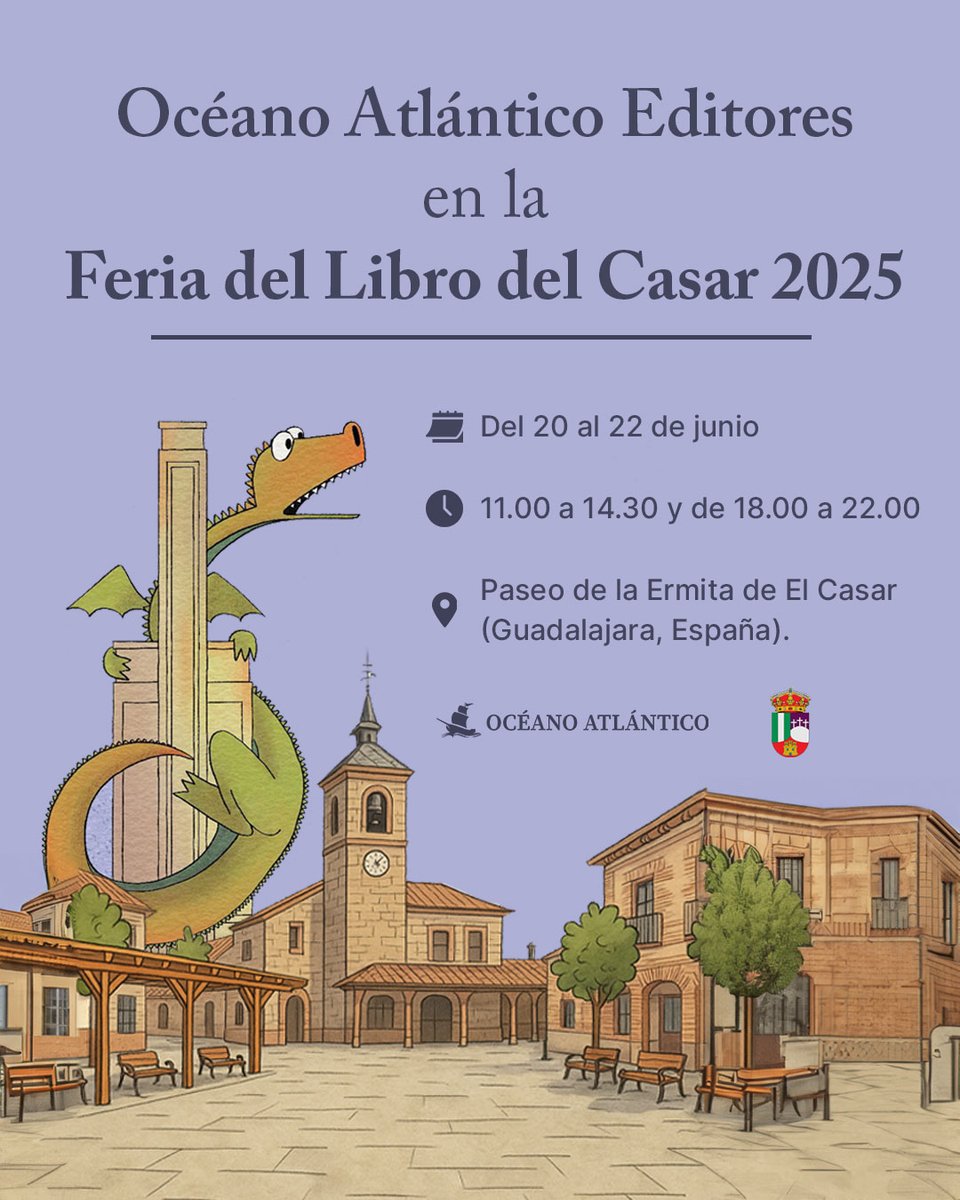 📚✨ Océano Atlántico Editores en la IV Feria del Libro de El Casar.

Del 20 al 22 de junio, nos sumamos a esta gran celebración de la palabra escrita con una selección de libros. Ven a descubrir nuestras novedades. ¡Nos vemos en #ElCasar!

#NavegaEntreLibros