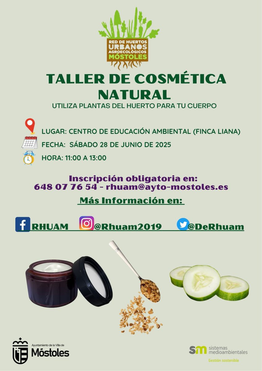 El sábado 28 ven a aprender a utilizar las plantas del huerto para tu cuerpo 🌾🥒
#huertosurbanos 
#huertosagroecológicos 
@mostoleseducacionambiental
@ayto_mostoles 
@sistemasmedioambientales