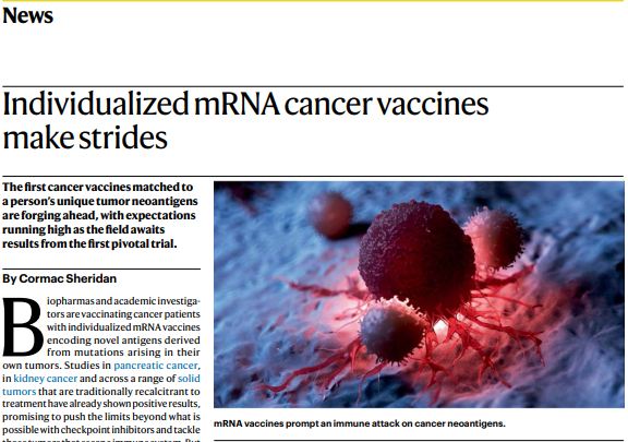 📢<a href="/TransgeneSA/">Transgene</a> is proud to be part of the new edition of Nature Biotechnology, published June 10, 2025. This article offers excellent visibility for our individualized therapeutic vaccine, TG4050 designed and developed by <a href="/TransgeneSA/">Transgene</a>.
📰 Read👉 shorturl.at/pWxmf