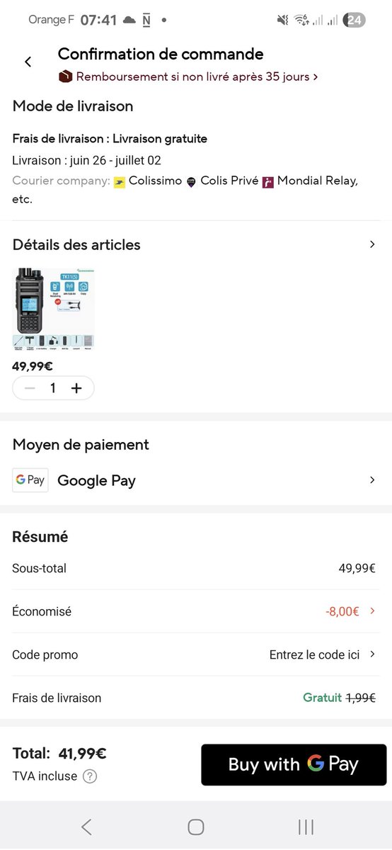 Pour ceux qui veulent jouer avec un #tk11 le prix est enfin devenu raisonnable (offre FR sur Ali) a 41.99e (49.90 - 8 euros avec le code FRSS08).  #hamradio