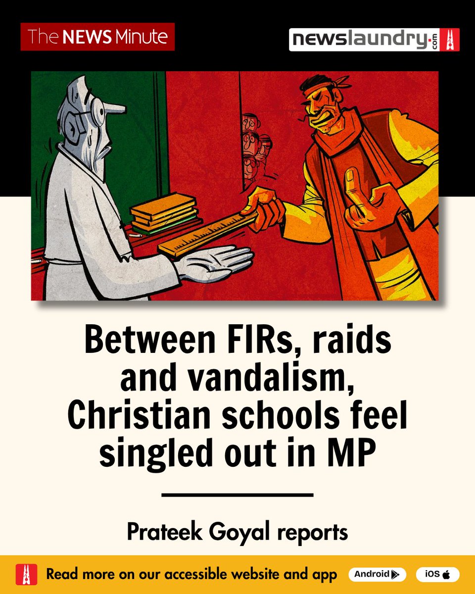 newslaundry (@newslaundry) on Twitter photo From raids and FIRs to vandalism, Christian-run schools in Madhya Pradesh feel they are being targeted.
<a href="/tweets_prateekg/">Prateek Goyal</a> unpacks how coercion enters the classrooms of Madhya Pradesh.
newslaundry.com/2025/06/20/bet… From raids and FIRs to vandalism, Christian-run schools in Madhya Pradesh feel they are being targeted.
<a href="/tweets_prateekg/">Prateek Goyal</a> unpacks how coercion enters the classrooms of Madhya Pradesh.
newslaundry.com/2025/06/20/bet…