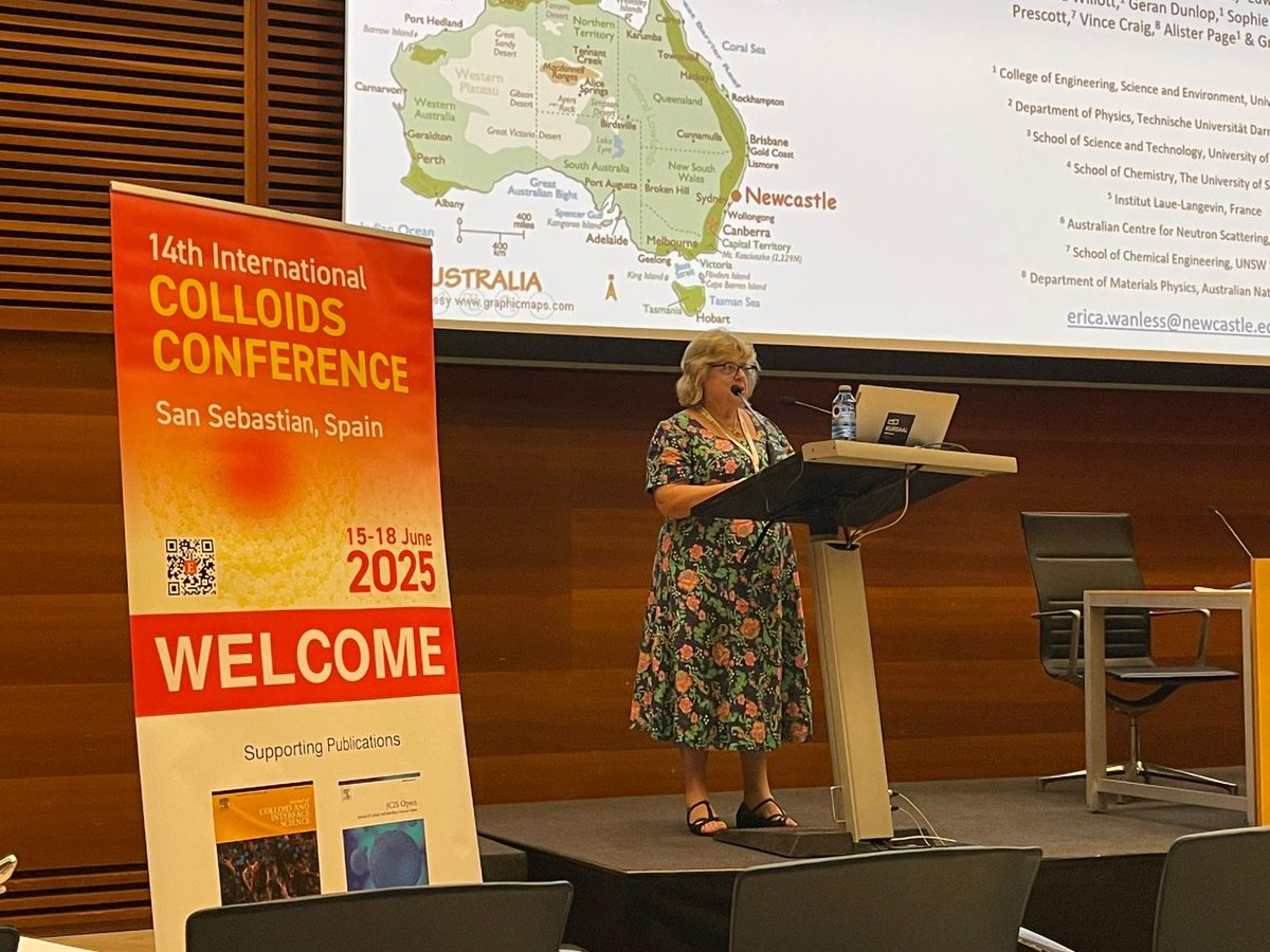 COEMinerals: An ARC Centre of Excellence (@coeminerals) on Twitter photo COEMinerals researcher Prof Erica Wanless gave a Plenary Lecture at the 14th International Colloids Conference in Spain, featuring <a href="/CoeMinerals/">COEMinerals: An ARC Centre of Excellence</a> research. We love how she (literally) put our home-base Newcastle on the map as a hub for colloids science👏
#WomeninSTEM <a href="/Uni_Newcastle/">University of Newcastle</a> COEMinerals researcher Prof Erica Wanless gave a Plenary Lecture at the 14th International Colloids Conference in Spain, featuring <a href="/CoeMinerals/">COEMinerals: An ARC Centre of Excellence</a> research. We love how she (literally) put our home-base Newcastle on the map as a hub for colloids science👏
#WomeninSTEM <a href="/Uni_Newcastle/">University of Newcastle</a>