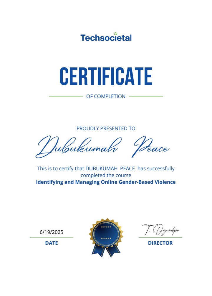 DubukumahP25054's tweet image. Just completed all courses! 💻
Learned so much about staying safe online &amp;amp; digital security 🔐
Grateful for the knowledge 🙌

Thanks @TechSocietal🎉

#SafeConnect #DigitalSafety #TechSocietal #CyberAware
@