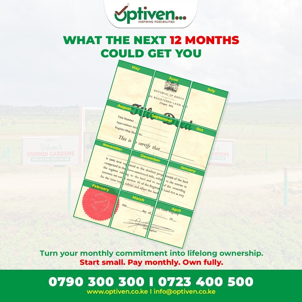 Build the Future You Desire!

ZINDUKA NA OPTIVEN today with Ksh 399,000 and earn Ksh 4,000 cashback. One small step, one big dream!  
📞 0790300300  
#ZindukaNaOptiven