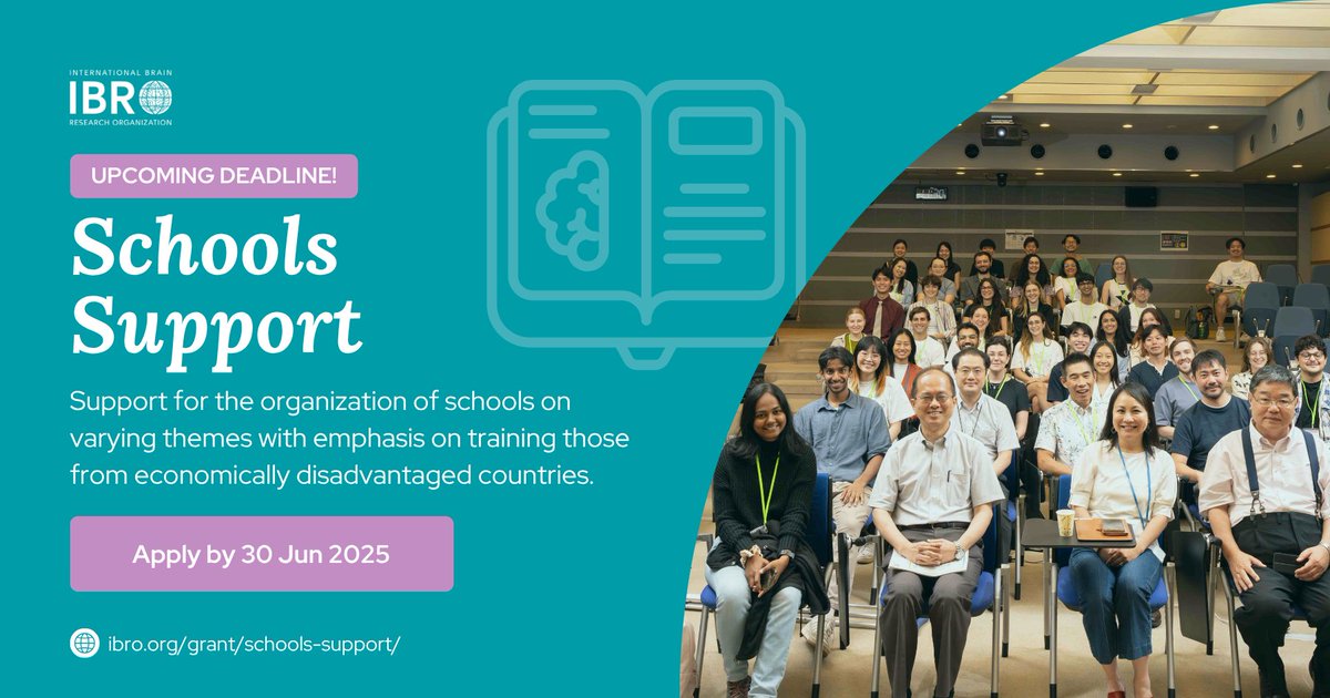 IBRO - International Brain Research Organization (@ibroorg) on Twitter photo ⏳ 10 DAYS LEFT to apply for the IBRO Schools Support #grant. Help shape the careers of #neuroscientists with a curriculum that equips them with essential skills.
Apply by 30 Jun: ibro.org/grant/schools-…
#IBROinAsiaPacific #IBROinUSCanada #IBROinAfrica #IBROinLatAm #IBROinEurope ⏳ 10 DAYS LEFT to apply for the IBRO Schools Support #grant. Help shape the careers of #neuroscientists with a curriculum that equips them with essential skills.
Apply by 30 Jun: ibro.org/grant/schools-…
#IBROinAsiaPacific #IBROinUSCanada #IBROinAfrica #IBROinLatAm #IBROinEurope
