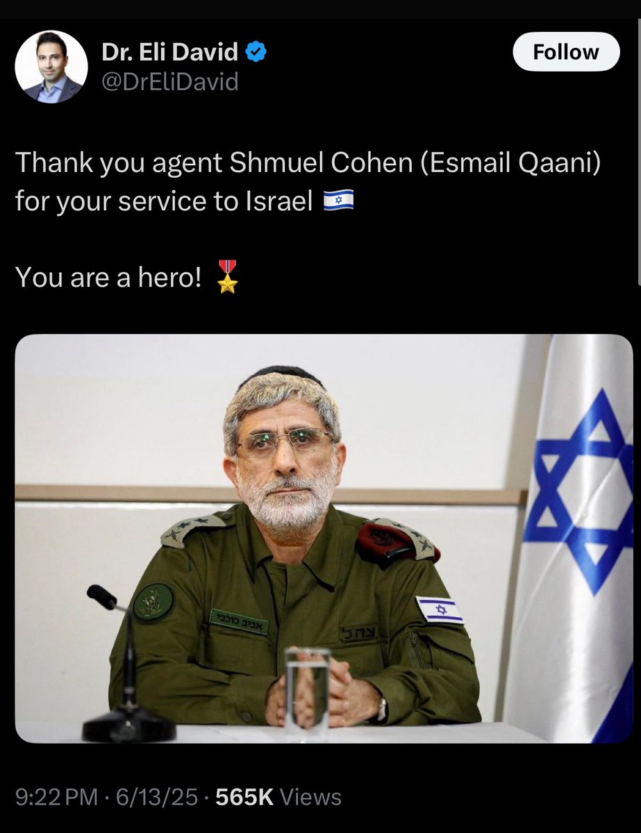 Andrea Gilli (@aa_gilli) on Twitter photo Pretty amazing that the only who still standing, beside Khamenei is Qaani, who in past months have often been pranked as a Mossad asset… (from WSJ) fyi <a href="/DrEliDavid/">Dr. Eli David</a> Pretty amazing that the only who still standing, beside Khamenei is Qaani, who in past months have often been pranked as a Mossad asset… (from WSJ) fyi <a href="/DrEliDavid/">Dr. Eli David</a>
