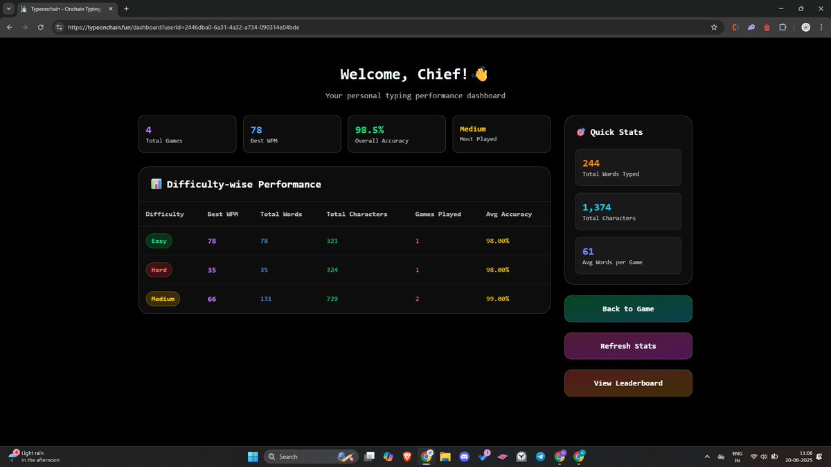 KirtirajThakor's tweet image. The first fully onchain typing game is live on Solana devnet, powered by @magicblock
Let’s see who’s got the fastest fingers on Solana 🧙♂️
type now at typeonchain.fun
