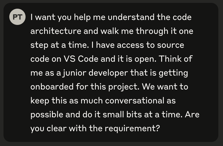 PravinTiwariX's tweet photo. AI just compressed my code onboarding from days to less than an hour.

The ClaudeAI prompt 👇 I used is now standard practice for us @getsureapp. 

Seriously, copy-paste-experience it. 

You're welcome. 😉

#Claude #AI #Developer #Productivity #GetSure https://t.co/rEZmof9c6y