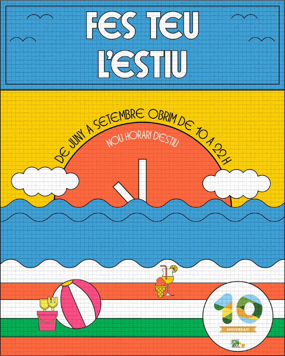 ☀️ Avui comença l’estiu!

I a La Fira ja tenim preparat el millor pla per gaudir-lo al màxim: botigues, fresqueta, bon ambient i un horari perfecte per no perdre’t res 🕙➡️🕙

Del juny al setembre, obrim de 10 a 22 h.

Fes teu l’estiu amb nosaltres!

#FesTeuLEstiu #HorariEstiu