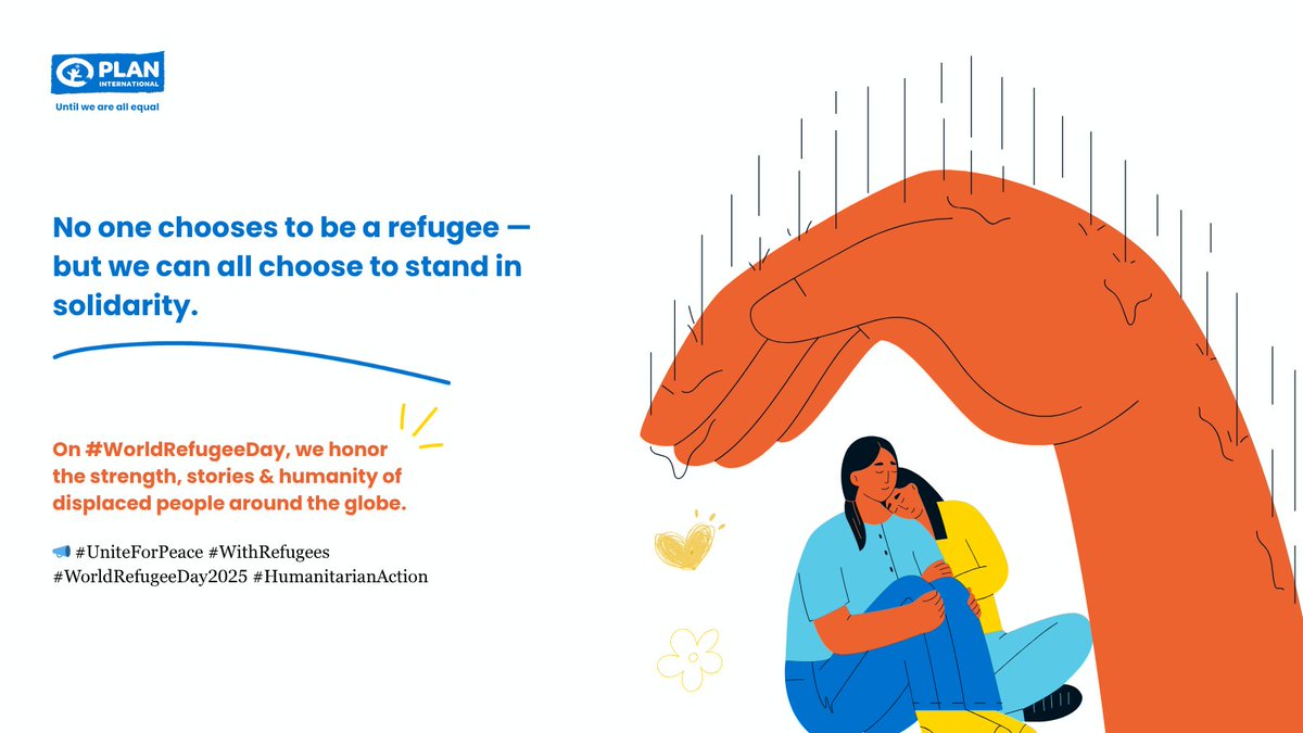 No one chooses to be a refugee — but we can all choose to stand in solidarity.

On #WorldRefugeeDay, we honor the strength, stories &amp; humanity of displaced people around the globe.

📣 #UniteForPeace  #WithRefugees  #WorldRefugeeDay2025 #HumanitarianAction
