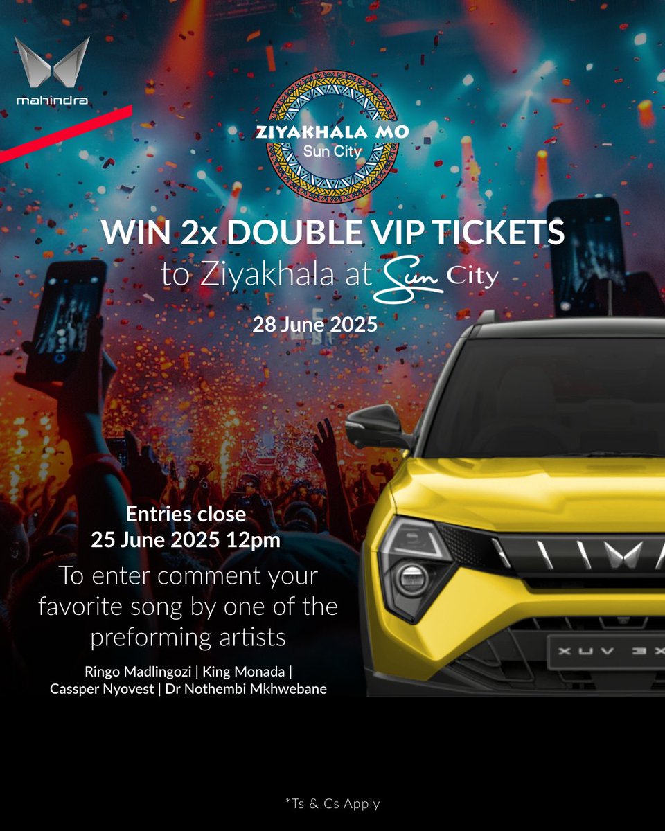 Win VIP double tickets to the boldest fest of the year on 28 June 2025, featuring Cassper Nyovest, King Monada, Ringo Madlingozi &amp; Dr Nothembi Mkhwebane.

To enter, comment your favourite song by a Ziyakhala 2025 artist.
Entries close 25 June 12:00pm. 

Ts &amp; Cs apply.