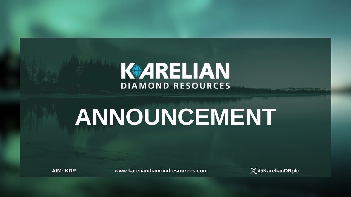 KarelianDRplc's tweet image. Fundraising of £185,000 🔔 

Karelian Diamond Resources is pleased to announce a placing and subscription to raise a total of £185,000 (before expenses) at 0.75 pence per ordinary share. 

Read more: londonstockexchange.com/news-article/K…

#KDR
