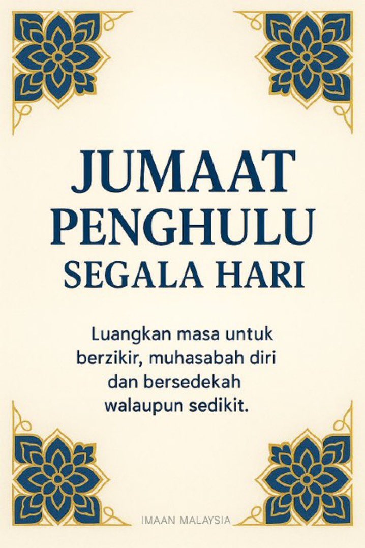 Hari Jumaat. Hari yang penuh barakah, penghulu segala hari.

Luangkan masa untuk berzikir, muhasabah diri… dan jangan lupa bersedekah walau seringgit.

Kecil di tangan kita, besar nilainya di sisi Allah. 

Sedekah Jumaat: imaanjumaat.com