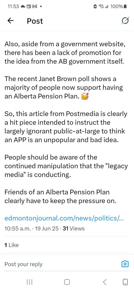 Kathy_Edm's tweet image. Punt the provincial pension plan with its manufactured numbers, incorrect interpretations of #CPP, misleading information presented by individuals with NO background in finance OR investments. Keep telling #UCP #HandsOffOurCPP.