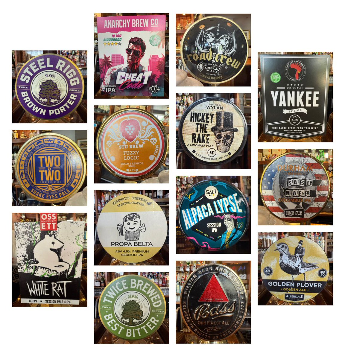OTB:-
<a href="/StuBrewNCL/">Stu Brew</a> 
<a href="/durhambrewery/">The Durham Brewery</a> 
<a href="/ossettbrewery/">Ossett Brewery</a> 
<a href="/TwiceBrewedCo/">Twice Brewed Brew Co.</a> 
<a href="/RoostersBrewCo/">Rooster's Brewing Co</a> 
<a href="/AllendaleBrewCo/">Allendale Brewery</a> 
<a href="/AnarchyBrewCo/">Anarchy Brew Co</a> 
<a href="/firebrickbrew/">Firebrick Brewery</a> 
<a href="/SaltBeerFactory/">SALT</a> 
<a href="/wylambrewery/">Wylam Brewery</a> 
<a href="/TwoByTwoBrewing/">TwoByTwo</a> 
<a href="/CameronsBrewery/">Camerons Brewery</a> 
<a href="/ThistlyCross/">Thistly Cross Cider</a> 
<a href="/lilleyscider/">Lilley's Cider</a> 
<a href="/westonsciderfan/">Westons Cider</a> 
<a href="/oliverscider/">Tom Oliver</a>