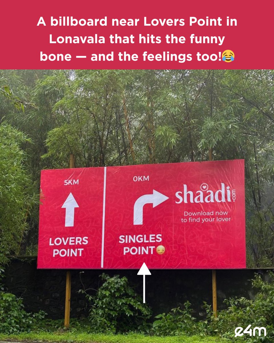 e4mtweets's tweet image. Hits different when a brand makes you smile and tear up at the same time 😎 @ShaadiDotCom, you get it.

@AnupamMittal  

#EmotionalMarketing #OOHAdvertising #Billboard #MarketingThatMoves #e4mAt25