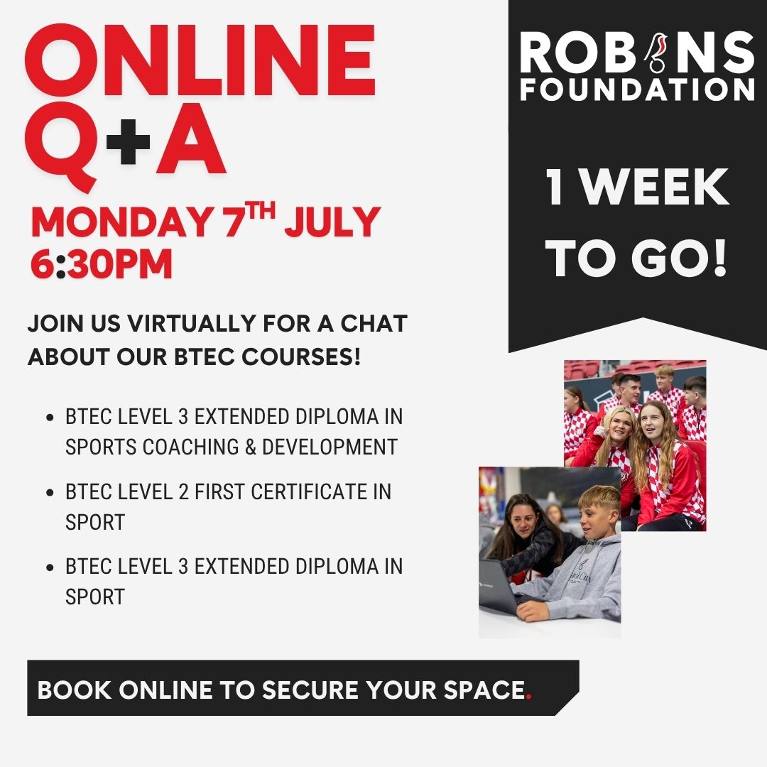 📢 Just 1 week to go until our final Robins Foundation Post-16 Online Q+A of the year!

Got questions about courses, life at the Foundation, or what comes next? Don’t miss this last chance to get the answers you need 🎓

✅ Book your spot now: airtable.com/appZeVn0x5BCAG…
