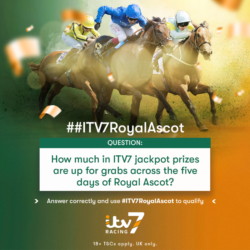 ITV7Racing's tweet photo. 🎩🏇 𝗖𝗼𝗺𝗽𝗲𝘁𝗶𝘁𝗶𝗼𝗻 🏇🎩

For the chance to win a £250 cash prize, follow the steps below ⬇️

- Follow @itv7 
- Answer the question below correctly
- Include #ITV7RoyalAscot in your answer

One winner will be announced tomorrow after 10am, good luck 🤞

T&amp;Cs apply 🔗