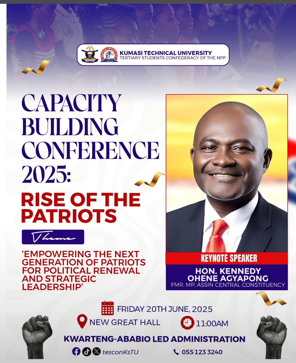 AlexSarfo10's tweet photo. Meet Hon. Ken Ohene Agyapong at Kumasi Technical University at exactly 11am..
#KenSpeaks
#TheKenEffect https://t.co/HsTuM4vPvr