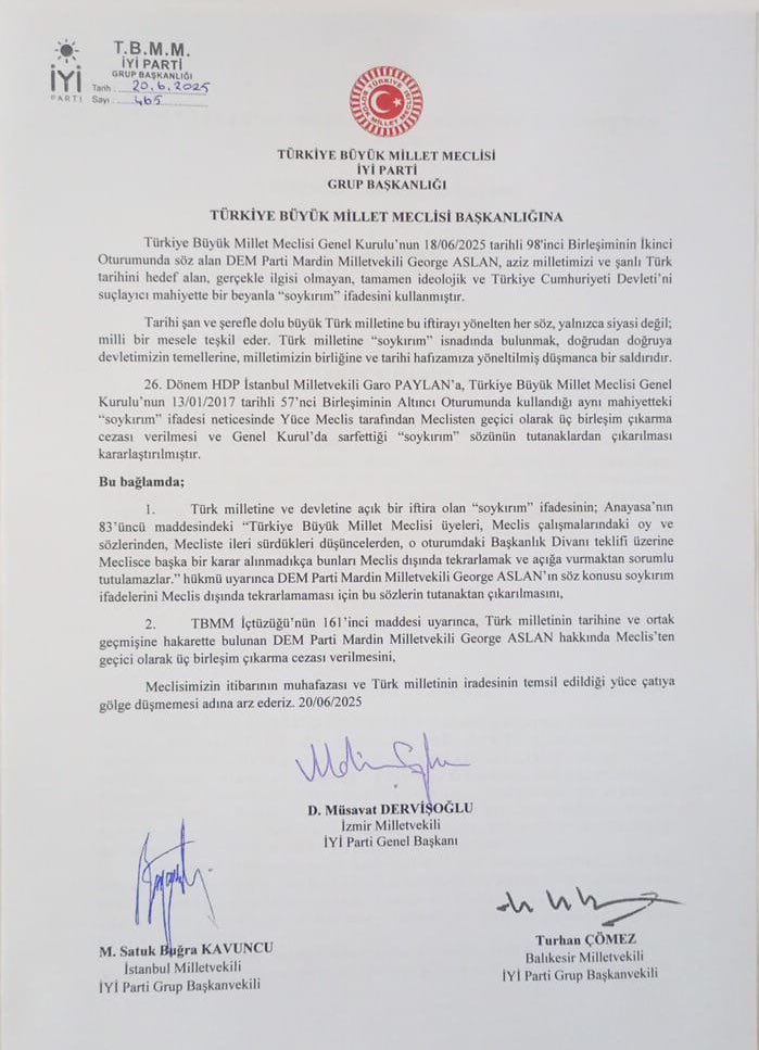 Gazi Meclis'te sözde Ermeni soykırımından bahsedip, diasporanın sözcülüğünü yapmak yaptırım sebebiydi.

2017'de aynı ifadeleri kullanan HDP'li vekille ilgili AKP, MHP ve CHP’liler nasıl ayağa kalkmış, buyurun kendiniz okuyun! 

2017'de uygulanan yaptırım, bugün niye uygulanmıyor?